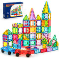 Ryoichi 138PCS Magnetic Tiles Set with 2 Cars for Kids Ages 3-9+ Years