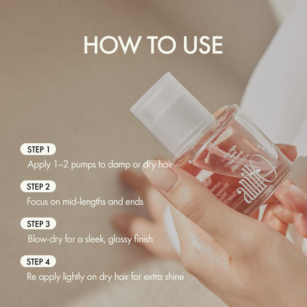 ANILLO Rosy Night Repair Hair Essence with Damask Rose Extract, Rosehip Oil, Peptide Complex for Dry, Damaged, Frizzy Hair - Musky Floral Scent, Vegan, Paraben-Free 50ml / 1.69 fl. Oz