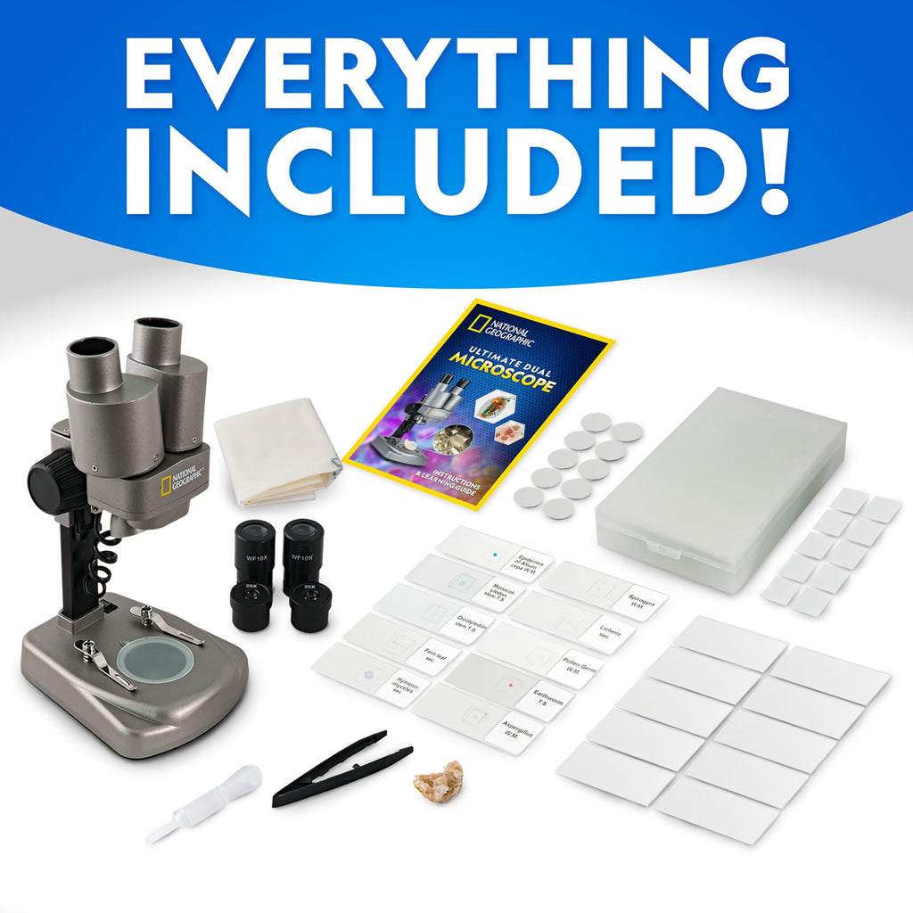 National Geographic Dual LED Microscope Science Kit for Kids Ages 8-12
