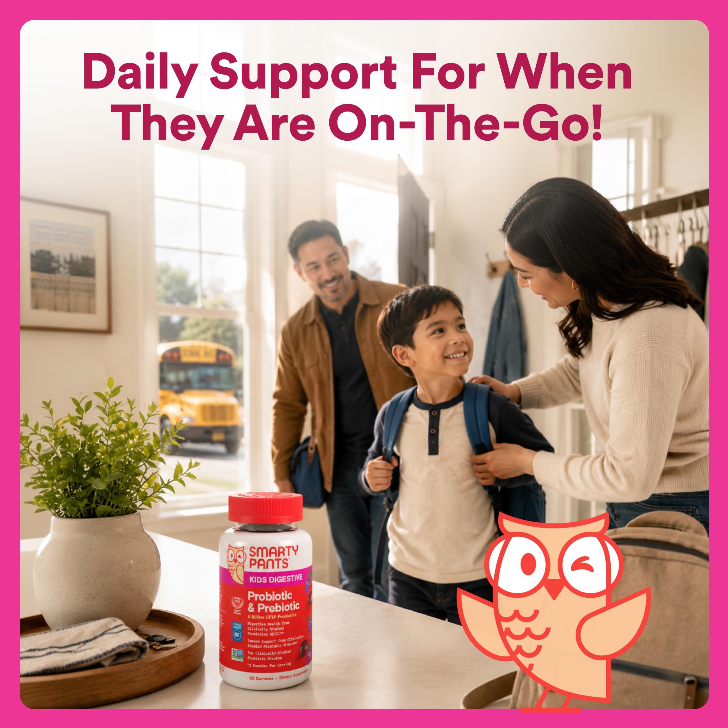 SmartyPants Kids Probiotic & Prebiotic Gummies for Digestive Health: Gut Health Supplement, Clinically Studied Prebiotic for Immune Support, Grape, 60 Count (30 Day Supply)