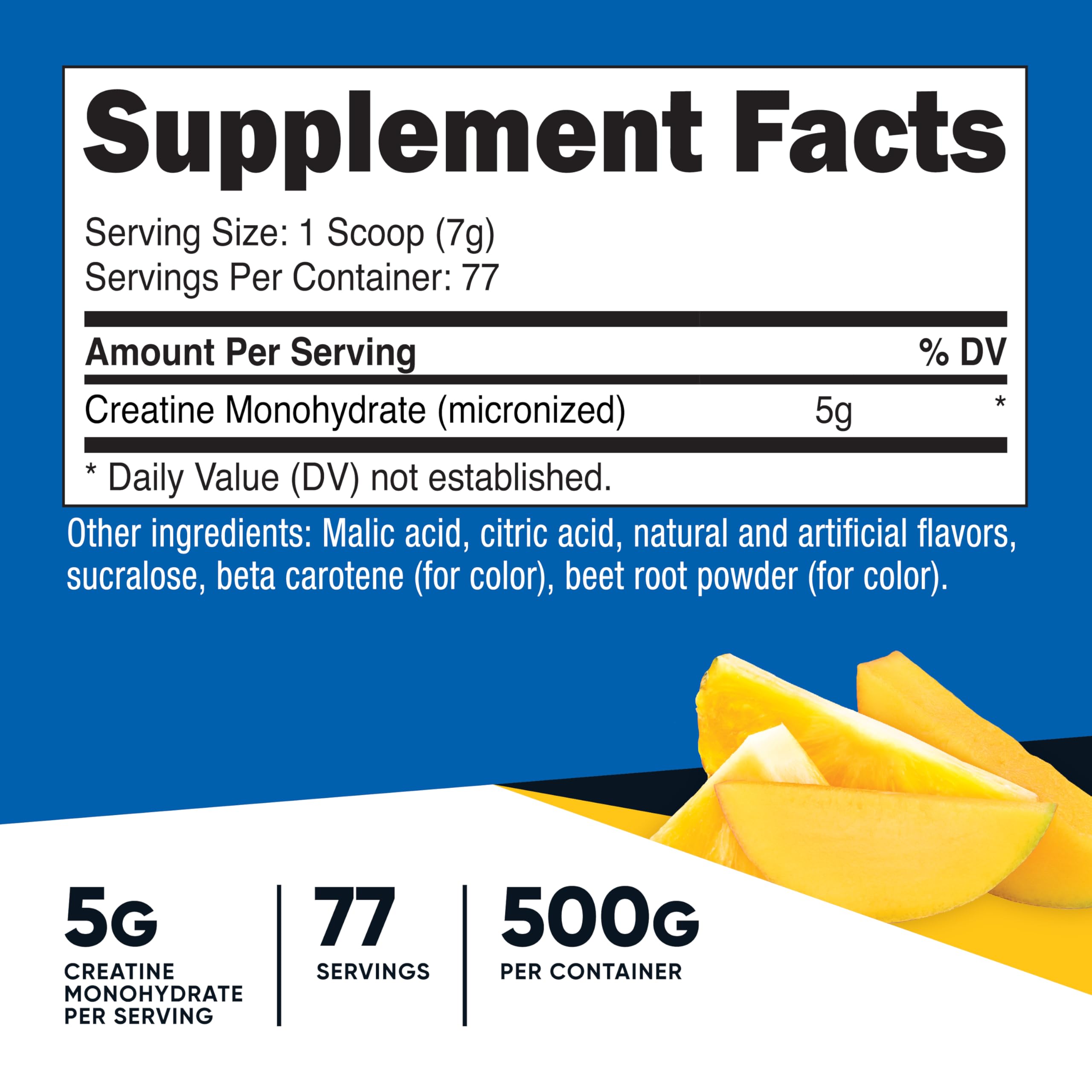 Nutricost Creatine Monohydrate Powder (Pineapple Mango, 500 Gram) - Micronized Creatine Supplement - Vegan, Non-GMO, Gluten Free