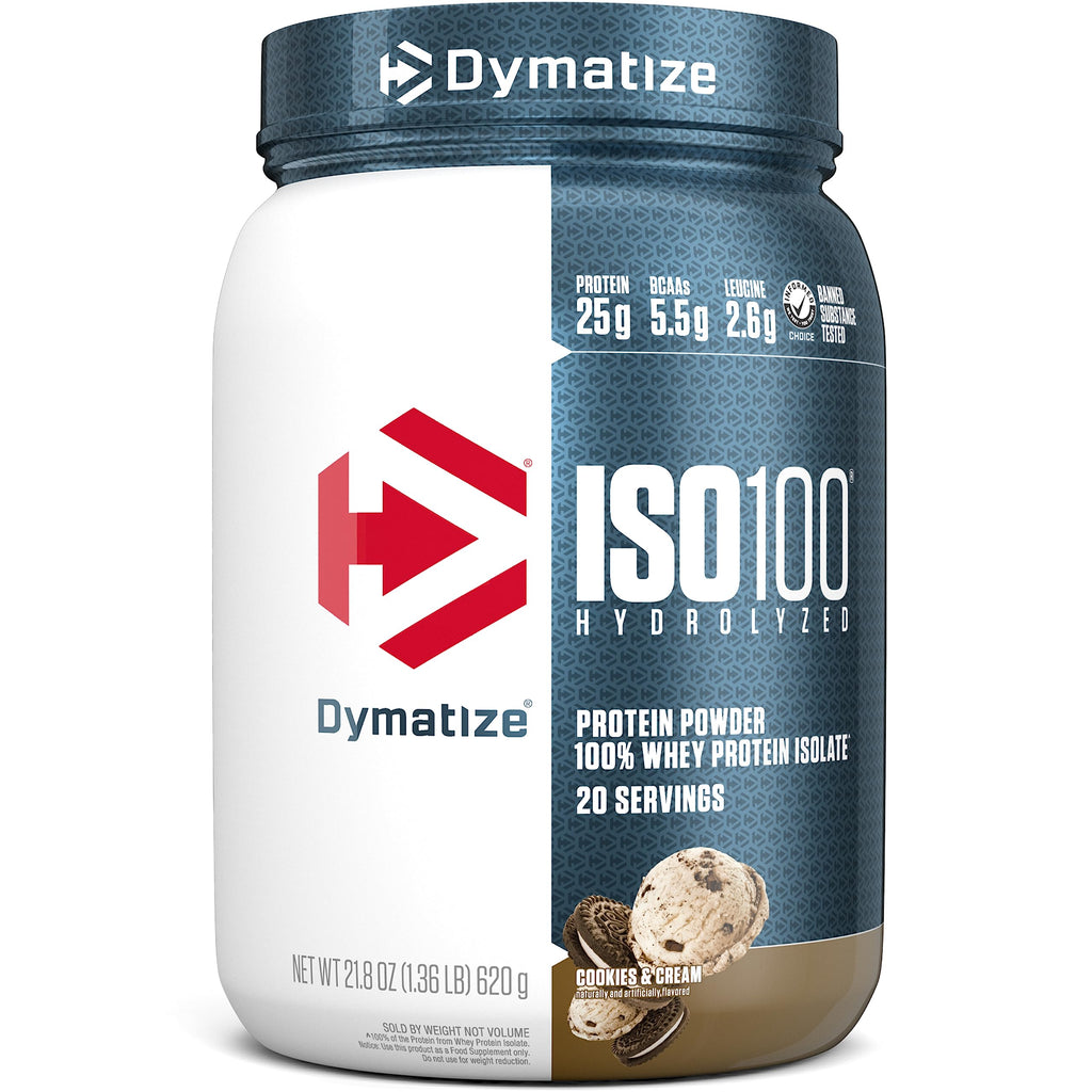 Dymatize ISO100 Hydrolyzed Protein Powder, 100% Whey Isolate, Dunkin' Glazed Donut Flavor, 20 Servings & ISO100 Hydrolyzed Protein Powder, 100% Whey Isolate Protein, 25g of Protein, 5.5g BCAAs