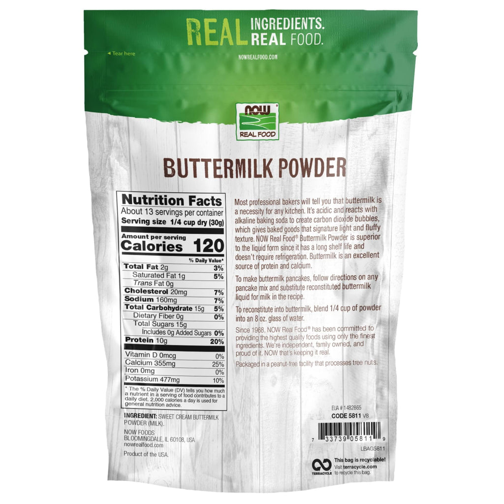 NOW Foods, Buttermilk Powder with Protein and Calcium, Product of the USA, 14-Ounce (Packaging May Vary)