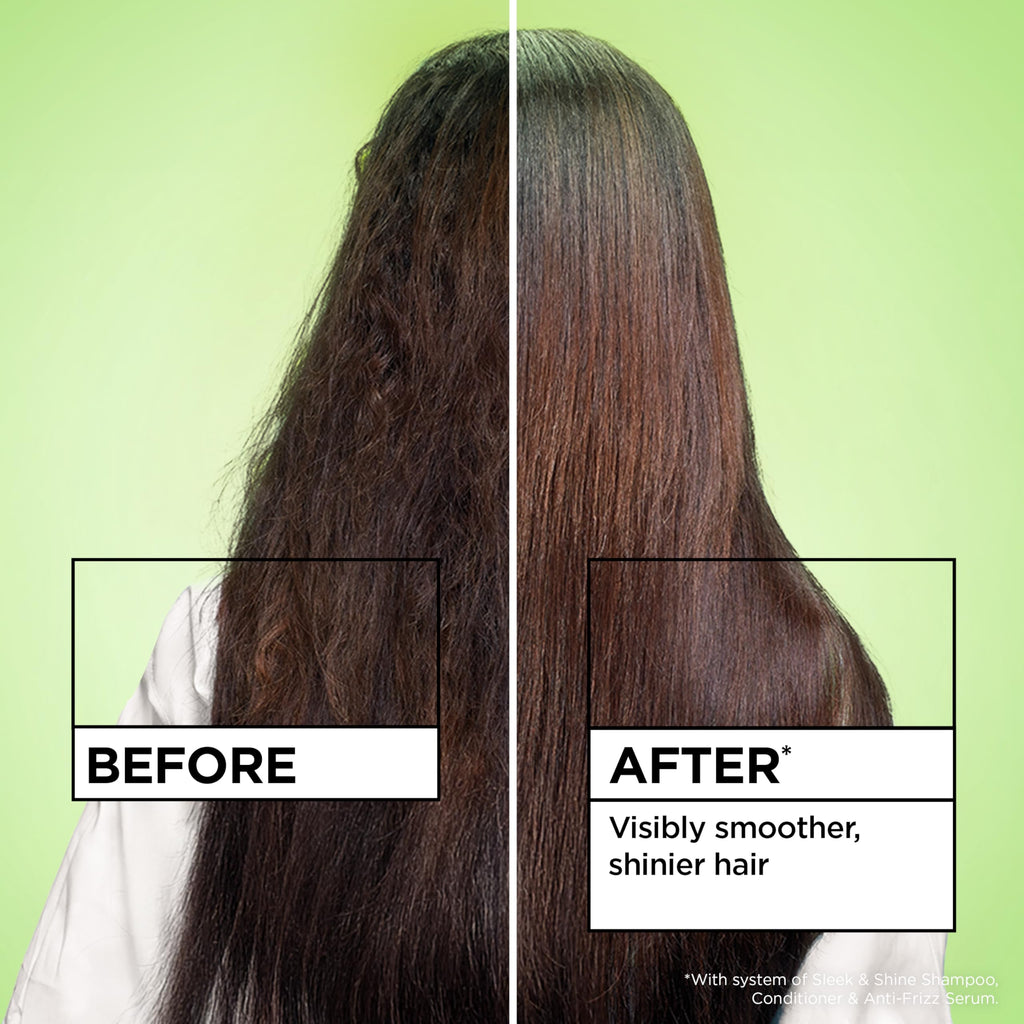 Garnier Fructis Sleek & Shine Anti-Frizz Hair Serum for Frizzy, Dry Hair, Leave-In Argan Oil Infused Formula with Up to 72HRs of Frizz Control, Smooths Flyaways & Boosts Hair Shine, 5.1 Fl Oz