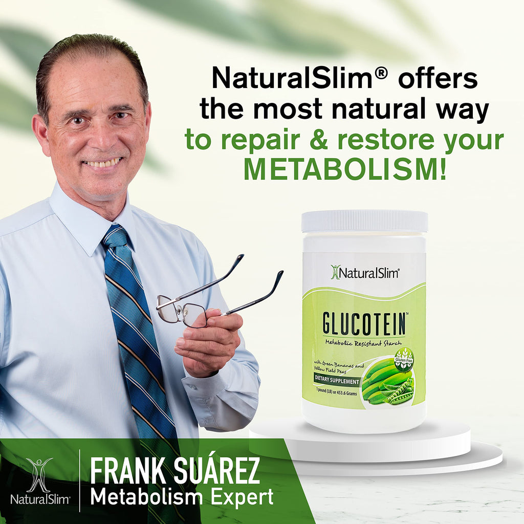 NaturalSlim Glucotein Prebiotic Resistant Starch Supplement with Green Banana Flour & Pea Starch Blend Non-GMO, Gluten-Free 16 Servings
