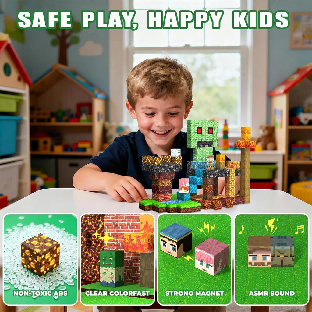 SSAWER Magnetic Blocks, 100PCS Toys Building Cubes Gifts for Kids Ages 3+