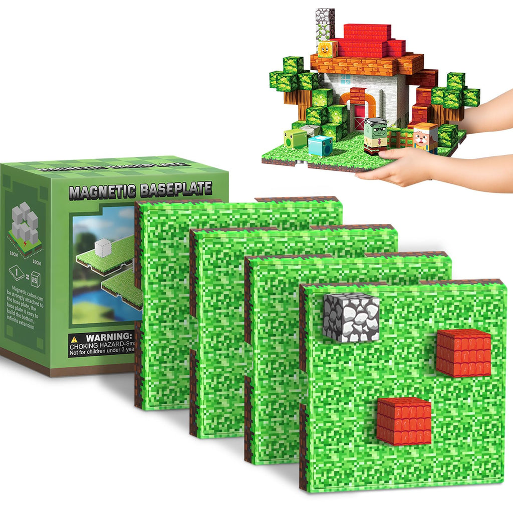 Youngyes Magnetic Blocks Baseplate - Magnet Toys for Kids, 4PCS, Grassland