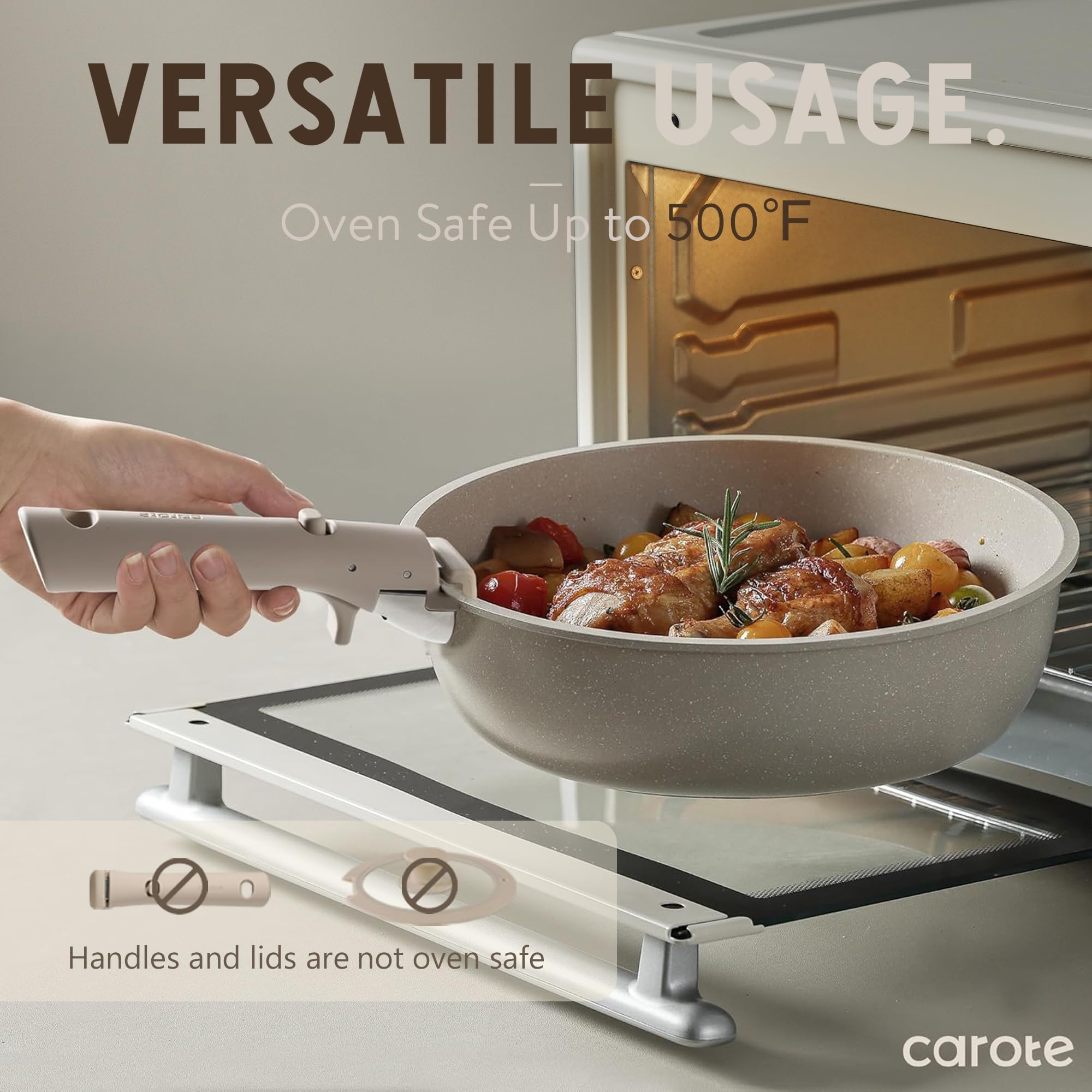 CAROTE 19pcs Pots and Pans Set Non Stick, Detachable Handle Cookware Sets