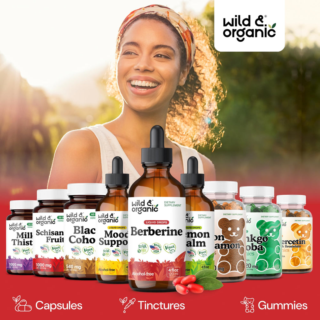 Wild & Organic Berberine Drops HCL 500mg - Antioxidant Support - 4 fl oz