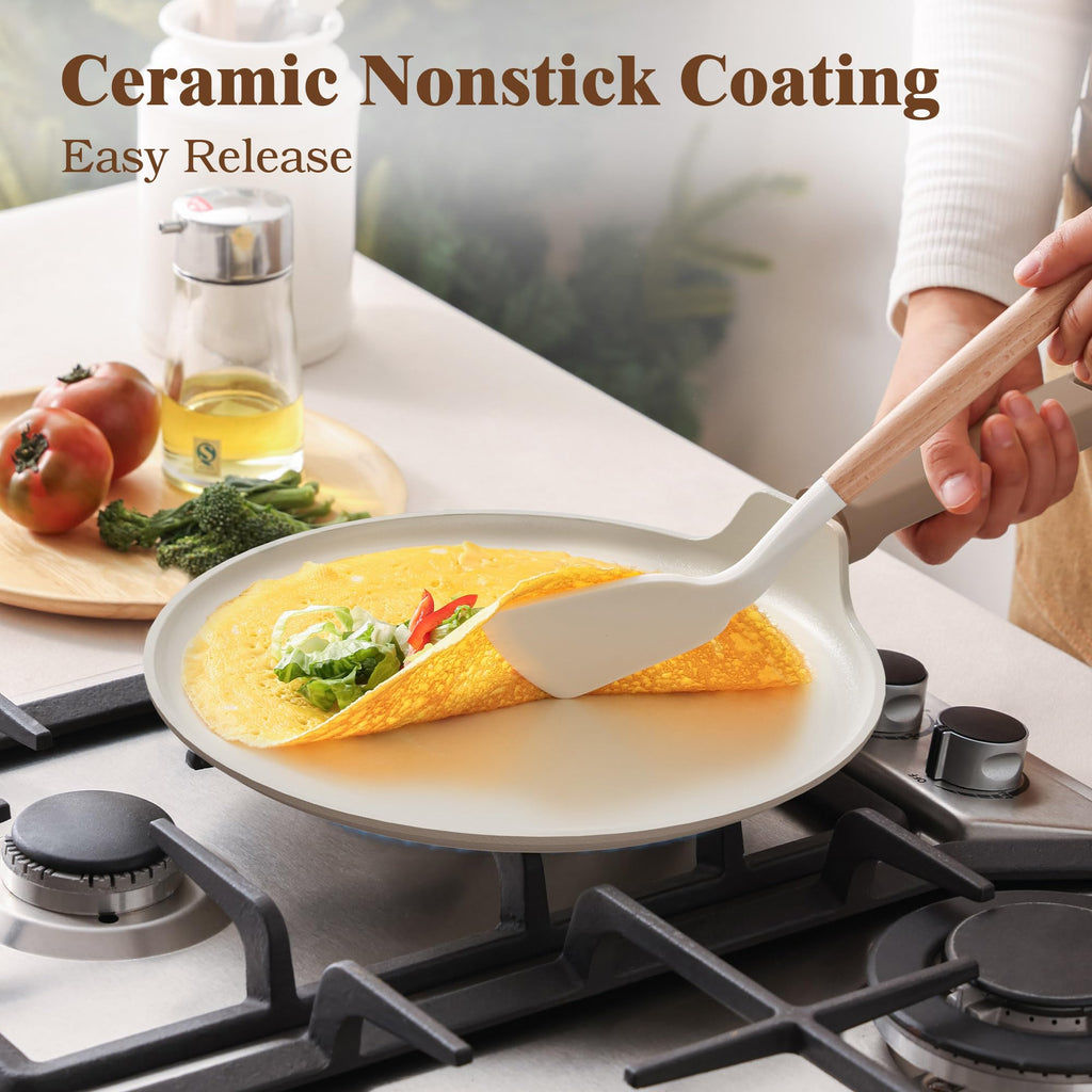 SENSARTE Ceramic Pots and Pans Set Nonstick, 20Pcs Cookware Set, Taupe