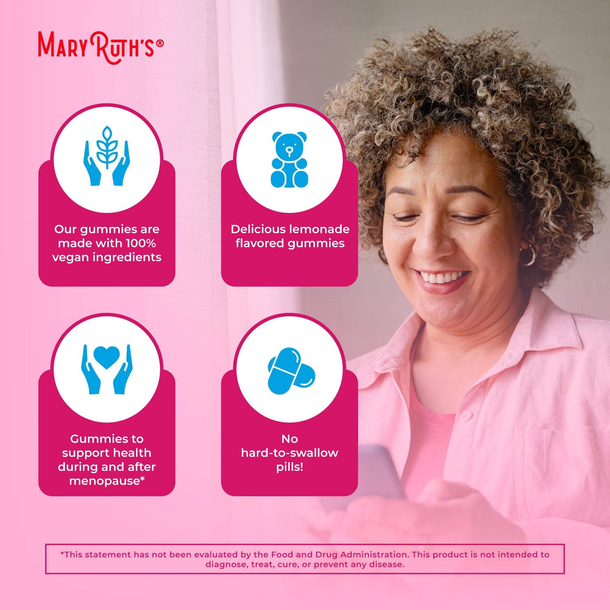 MaryRuth's Multivitamin for Women 40+ | Sugar Free | Vegan Womens Vitamins | Immune Support | Daily Women's Multivitamin + Chasteberry | Hair, Skin and Nail Gummy Vitamins for Women | 60 Count