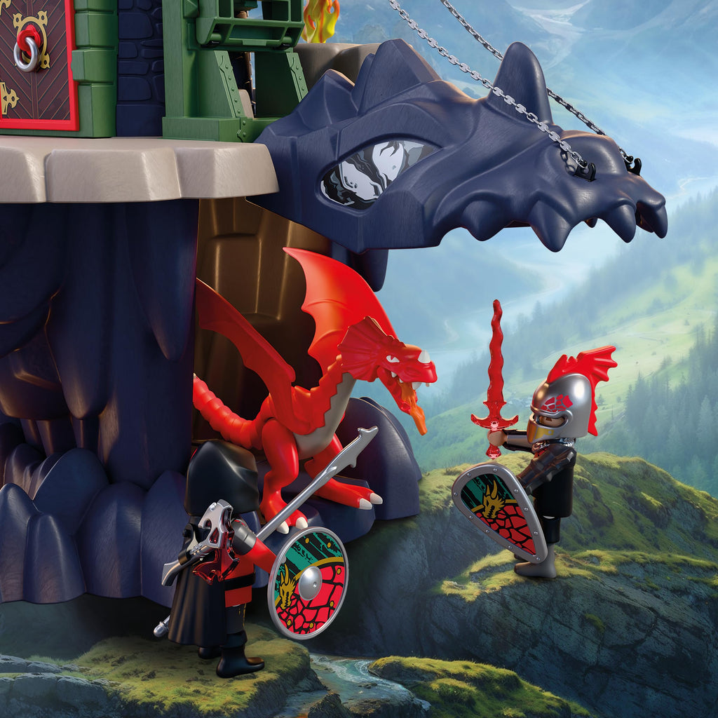 Playmobil | Knights | Dragon Knights Tower | Tower with Dragon, Drawbridge & Dragon’s Head Cave | Knights Castle Toy for Children Aged 4+ | 72113