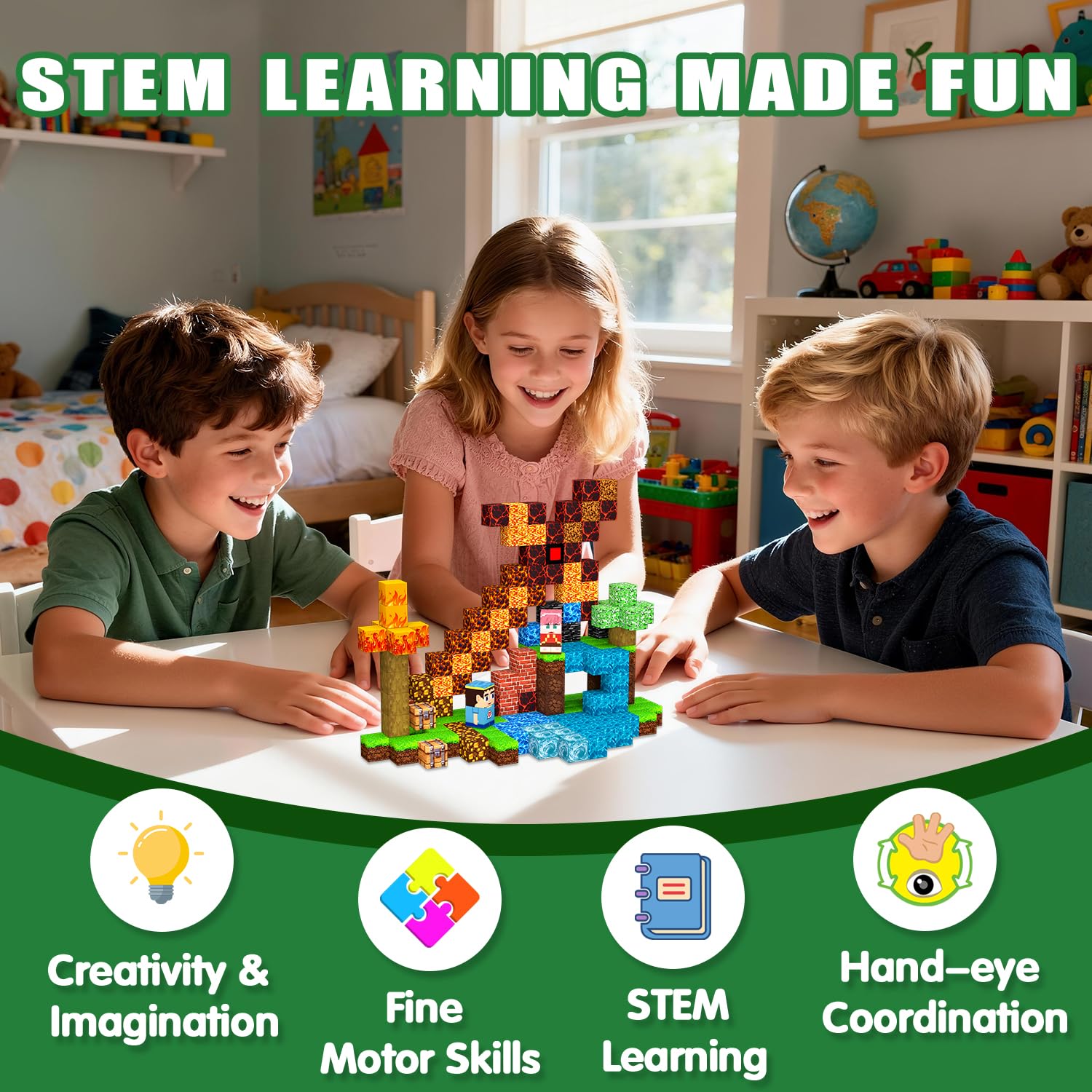 SSAWER Magnetic Blocks, 100PCS Toys Building Cubes Gifts for Kids Ages 3+