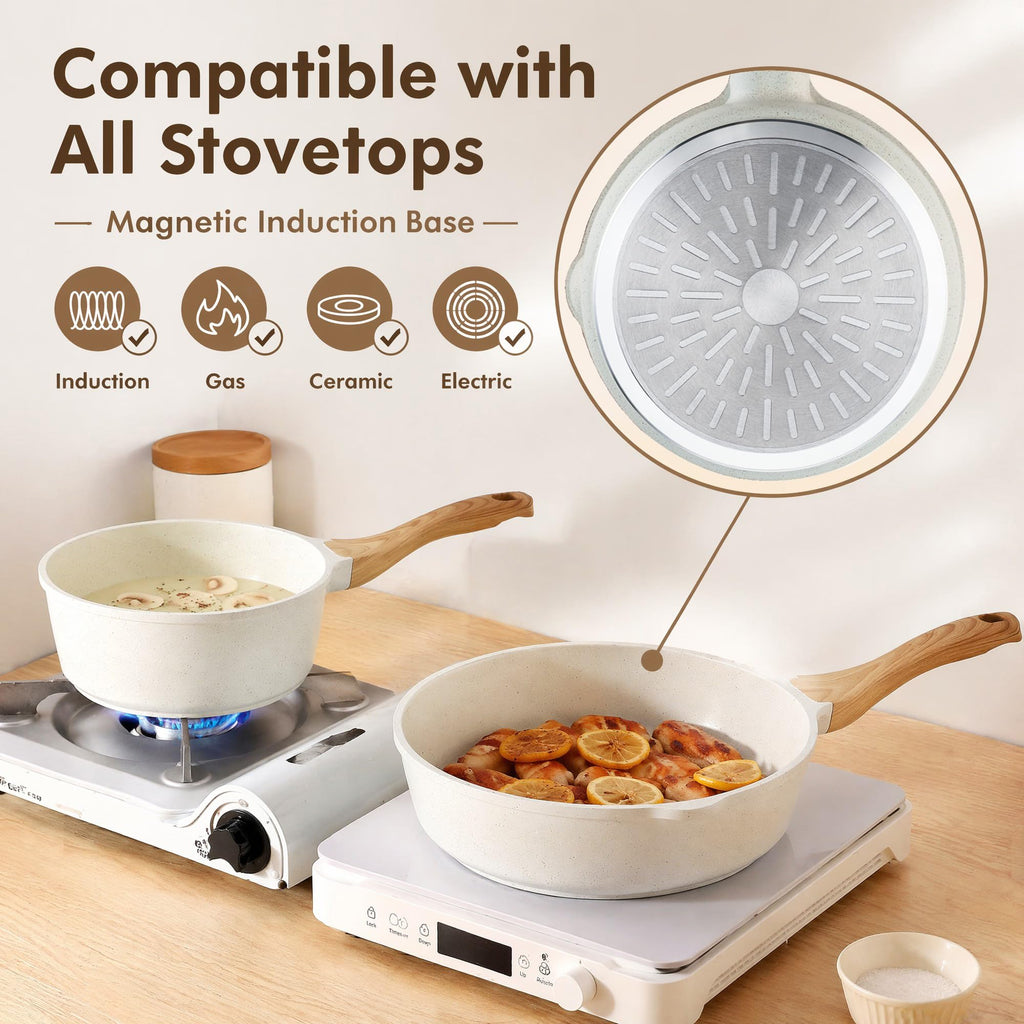 SENSARTE Nonstick Ceramic Cookware Set, 13-pcs Non-toxic Pots and Pans Set