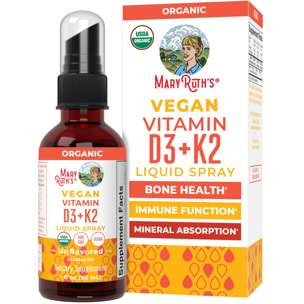 MaryRuth's Vitamin D3 + K2 Spray for Adults & Kids for Bone Health, 1 Fl Oz