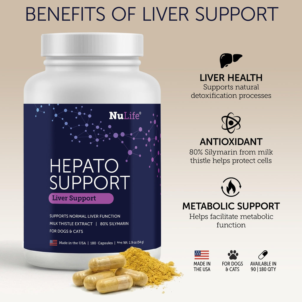 NuLife Hepato Support - Liver Support for Dogs & Cats w/Silymarin - 180ct