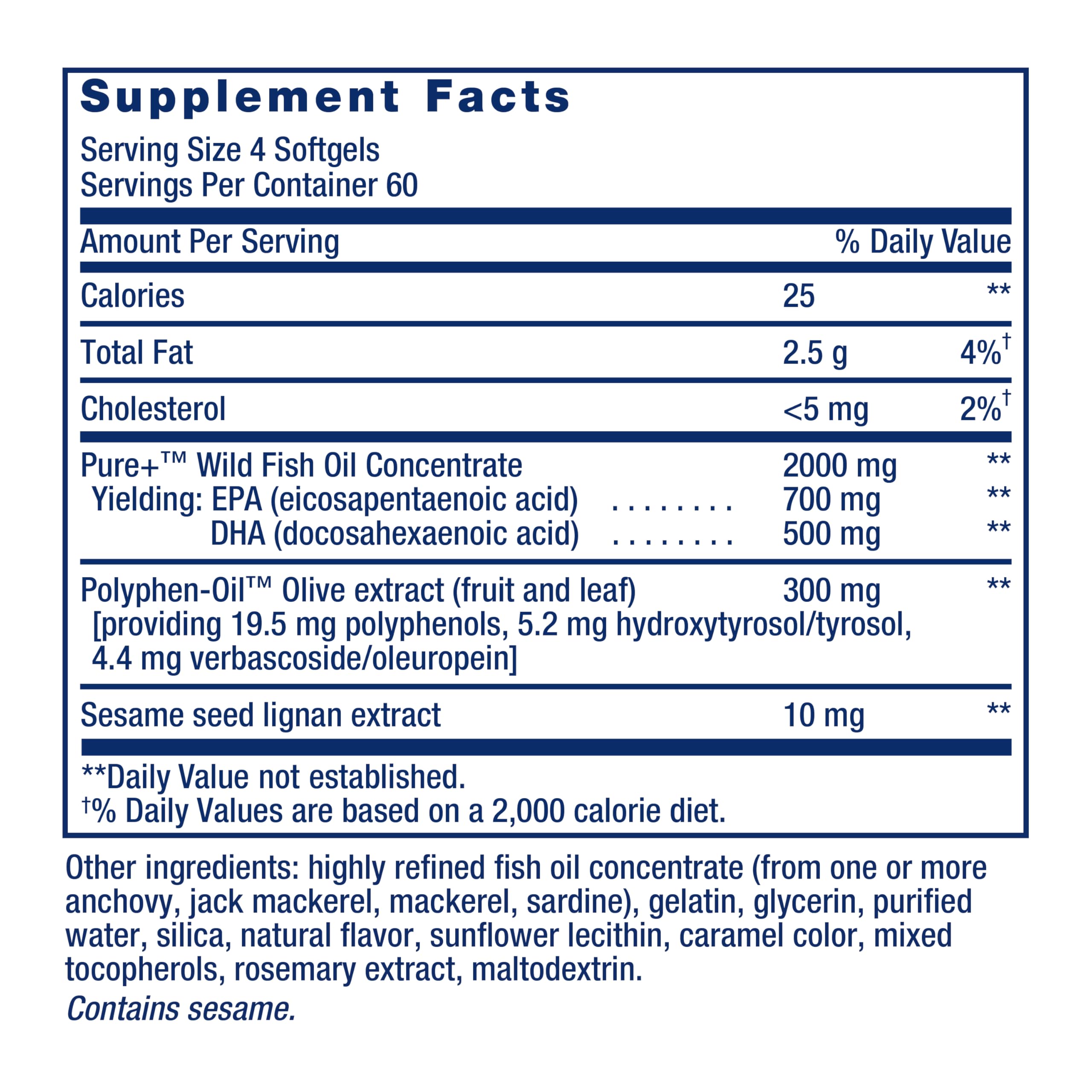 Life Extension Super Omega-3 EPA/DHA Fish Oil, Sesame Lignans & Olive Extract – Heart Health, Brain Health, Inflammation Health Support, Gluten-Free, Easy to Swallow, Non-GMO, 240 Softgels