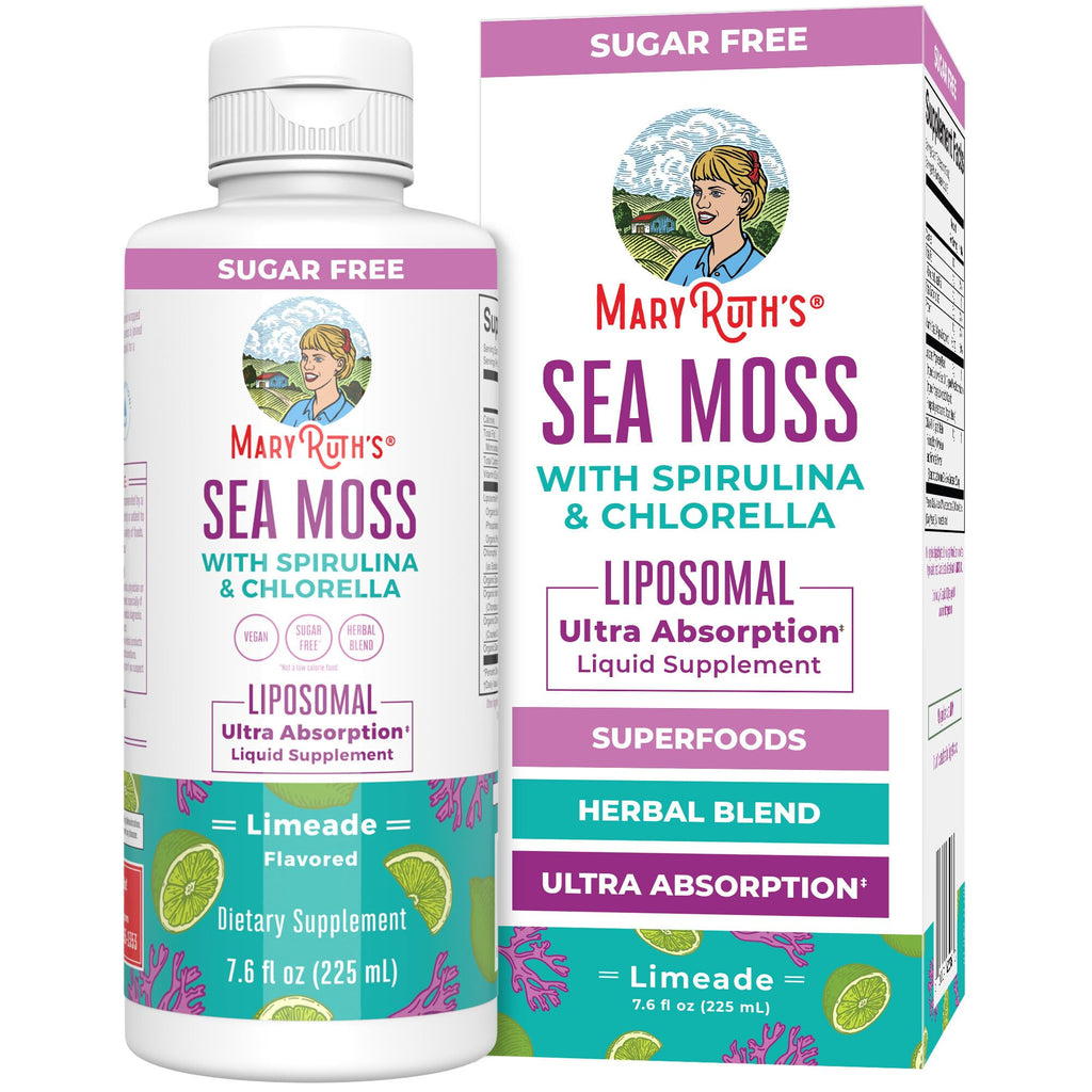MARYRUTH'S Sea Moss with Spirulina and Chlorella Liposomal, 15 Servings