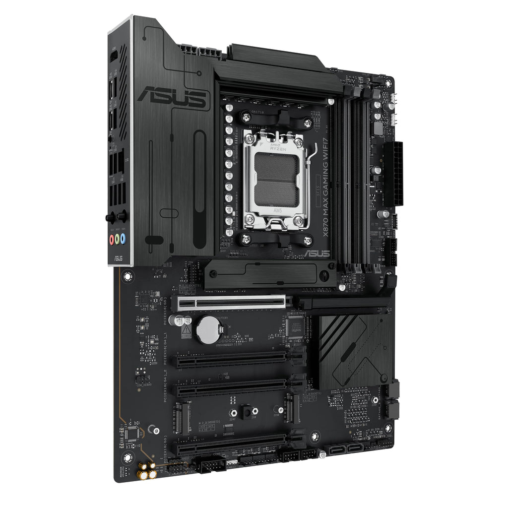 ASUS X870 MAX Gaming WIFI7 AMD AM5 ATX Motherboard, 12+2+1 80A DrMOS, DDR5, PCIe 5.0 x16 Q-Release, 3X M.2, Wi-Fi 7 Q-Antenna, 2.5Gb LAN, USB4® Type-C®, USB-C® 20Gbps, BIOS Flashback™, Aura Sync