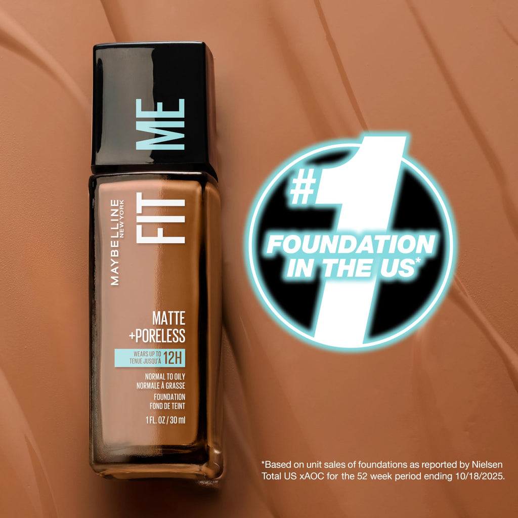 Maybelline Fit Me Matte + Poreless Liquid Oil-Free Foundation Makeup, Natural Beige, 1 Count (Packaging May Vary)