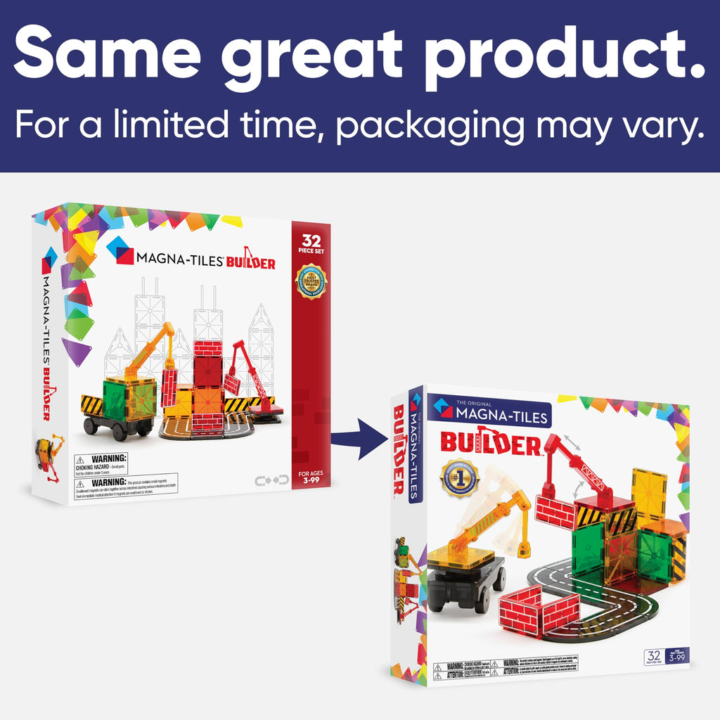 MAGNA-TILES Builder 32-Piece Magnetic Construction Set, The Original Magnetic Building Brand