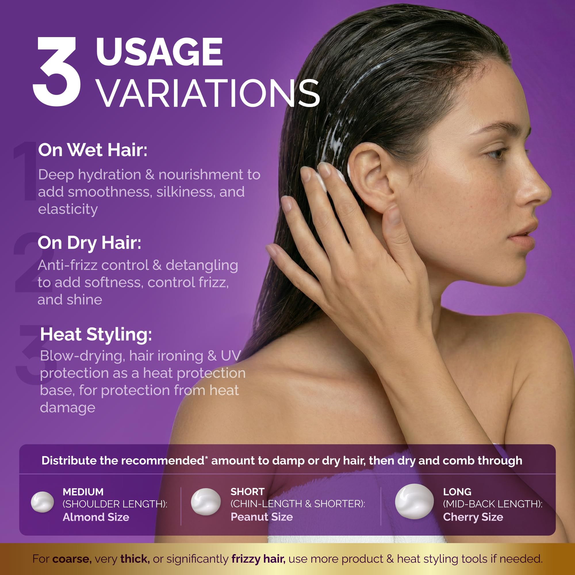 Hydrating Hair Serum for Dry & Frizzy Hair, Lightweight Leave-In Anti-Frizz Treatment, Non-Greasy Split Ends Repair with Keratin, Biotin, Castor & Rosemary Oils, Smooth Shine & Heat Protection, 2 Pack