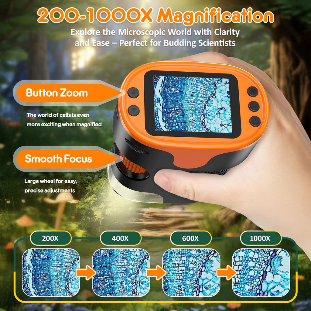Kids Digital Microscope STEM Toy: Complete Science Gift Kit for Ages 4-12