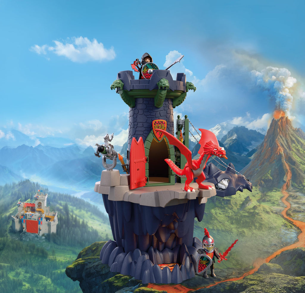 Playmobil | Knights | Dragon Knights Tower | Tower with Dragon, Drawbridge & Dragon’s Head Cave | Knights Castle Toy for Children Aged 4+ | 72113