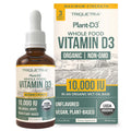 Organic Vitamin D3 10,000 IU - Plant D3, Vegan, Max Strength Sublingual Liquid D3 Drops - 200% Higher Absorption, 100% Plant-Based Cholecalciferol Form & Vegan D3, Adjustable Dosing (30 Servings)