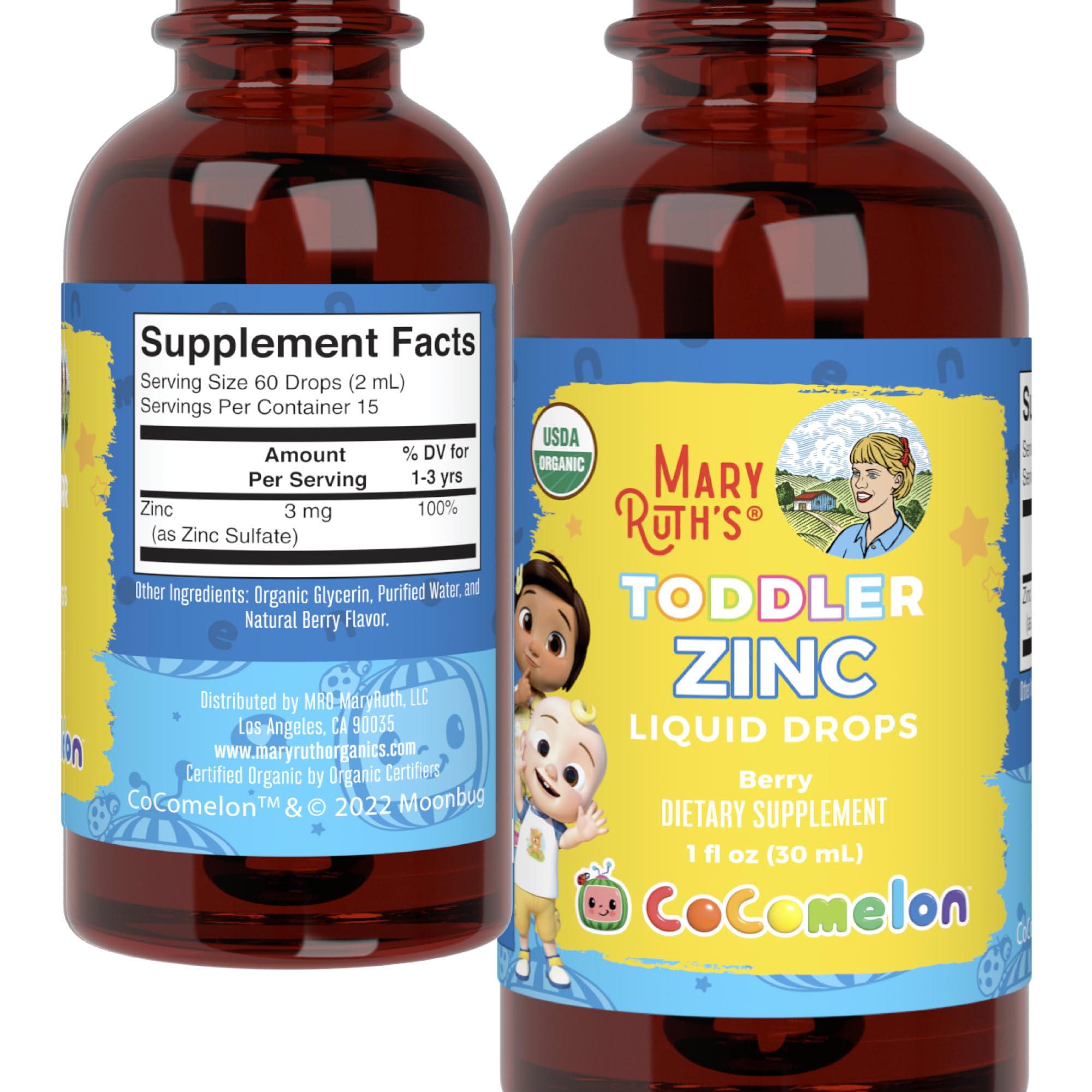 MaryRuth's Cocomelon Toddler Liquid Zinc, Sugar Free, Vegan, 1 Fl Oz