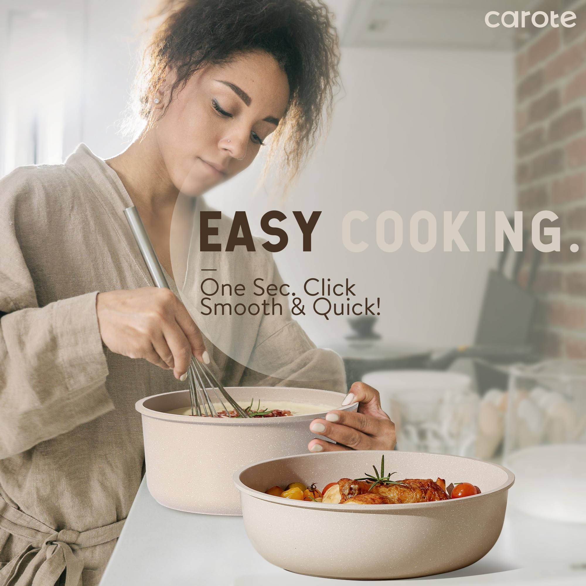 CAROTE 19pcs Pots and Pans Set Non Stick, Detachable Handle Cookware Sets