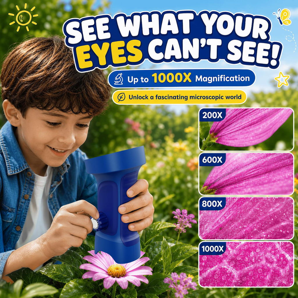 1000X Handheld Digital Microscope for Kids: Explorer 4K Magnifying Glass