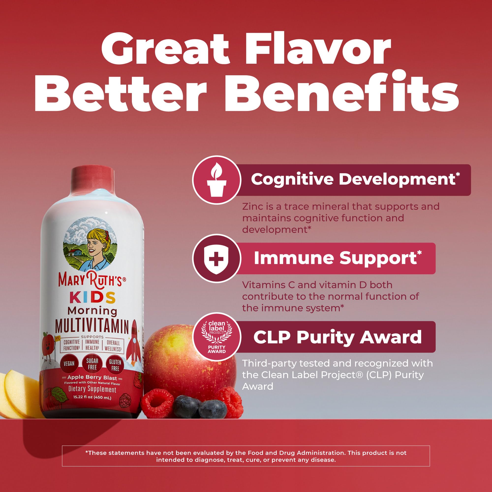MARYRUTH'S Kids Liquid Morning Multivitamin for Kids, Sugar Free, 15.22oz