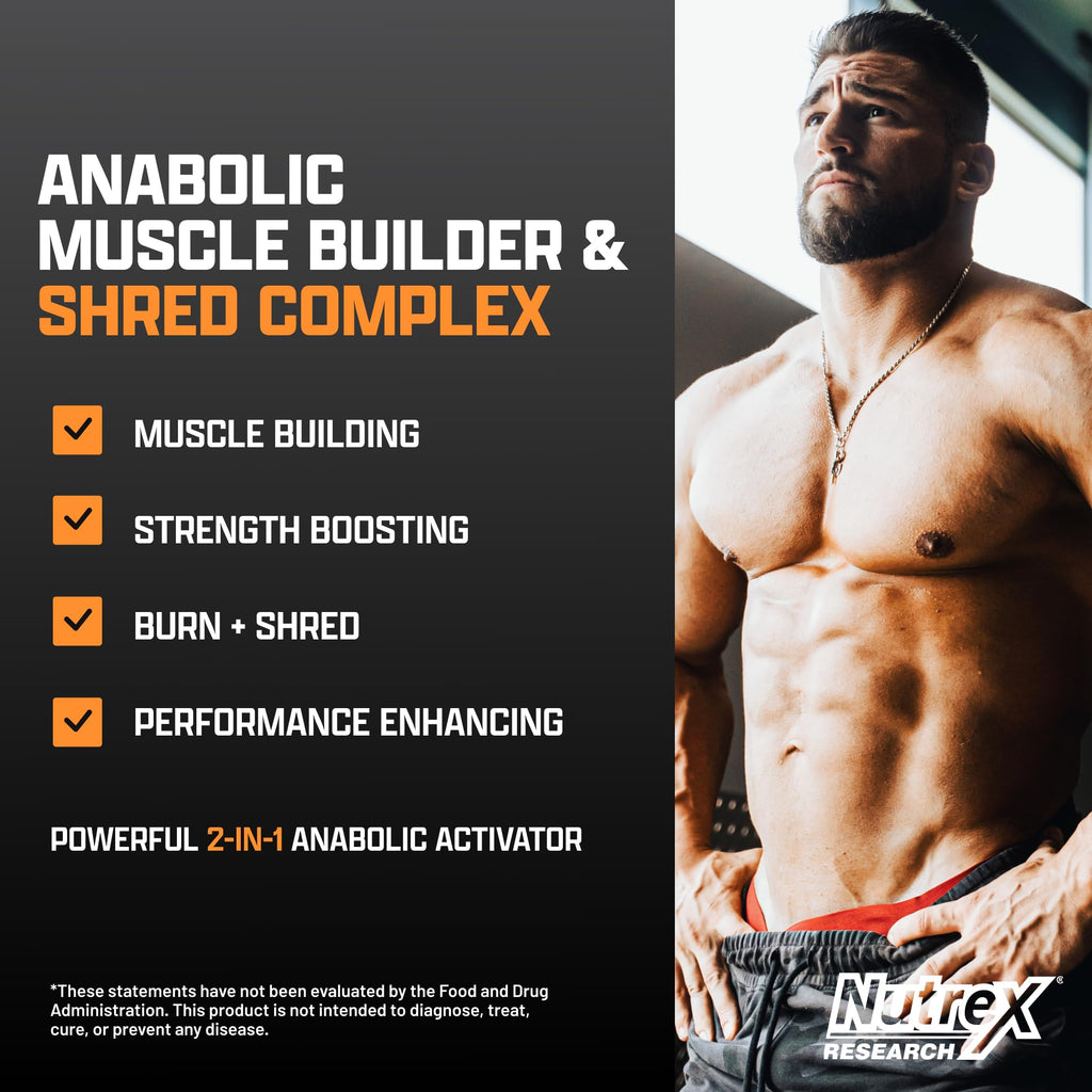 Nutrex Research Anabol Ripped & Nighttime PM Muscle Builder and Shredding Combo