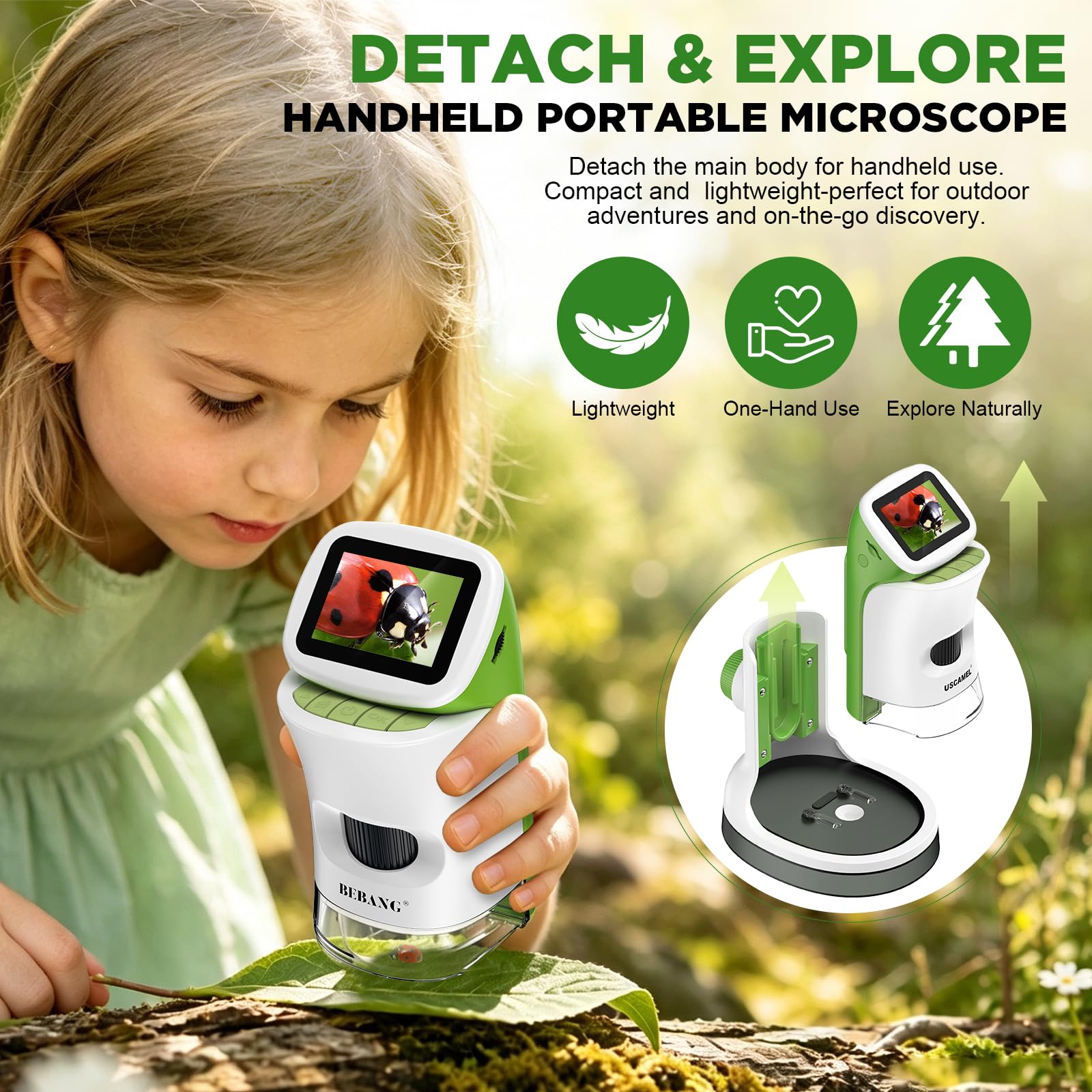 Kids Digital Microscope with Detachable Stand: STEM Science Kit Gift Toys