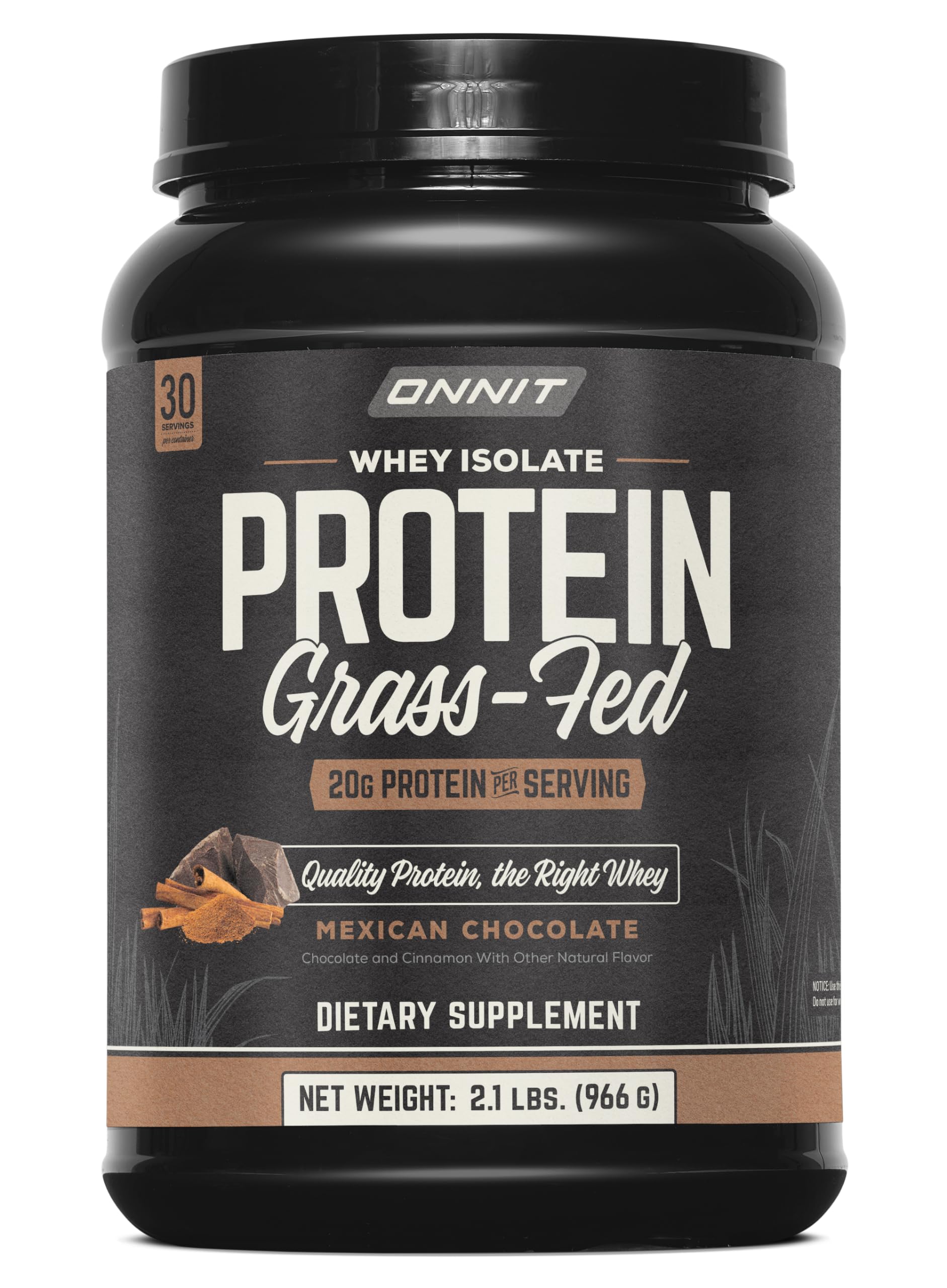 ONNIT Grass Fed Whey Isolate Protein Powder, Protein Powder Dietary Supplement to Support Muscle Gain and Workout Recovery, 30 Servings per Tub, 30.7 oz (Chocolate)