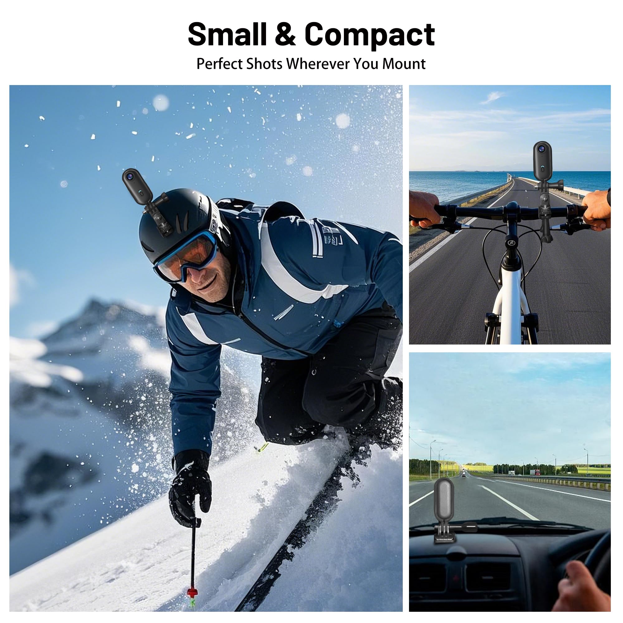 4K Mini WiFi Action Camera 128GB Thumb POV Portable Body Cam Wearable Video Recorder with IPX7 Waterproof Underwater Camcorder, Helmet Mount, Magnetic Sport DV for Bike Cycling, Pet, Vlogging(Black)