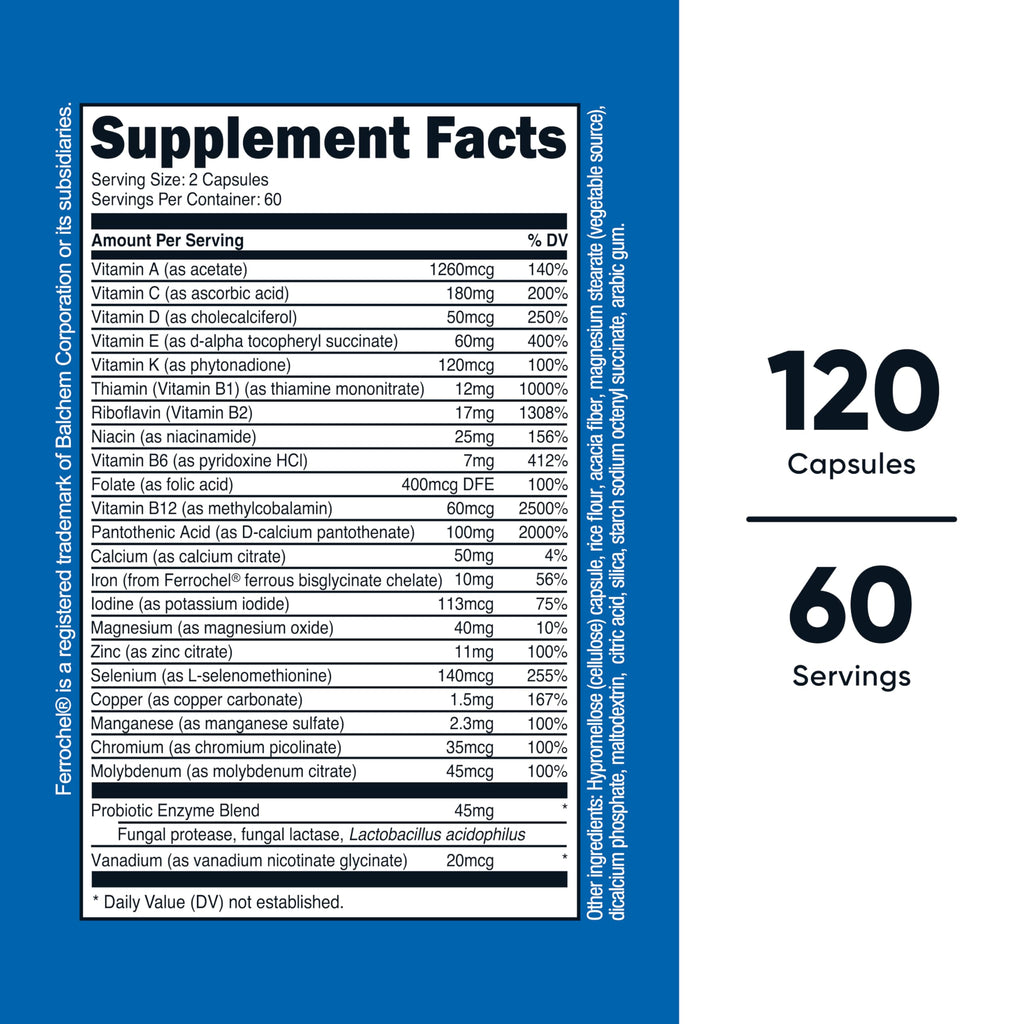 Nutricost Multivitamin with Probiotics 120 Vegetarian Capsules (2 Bottles) - Packed with Vitamins & Minerals
