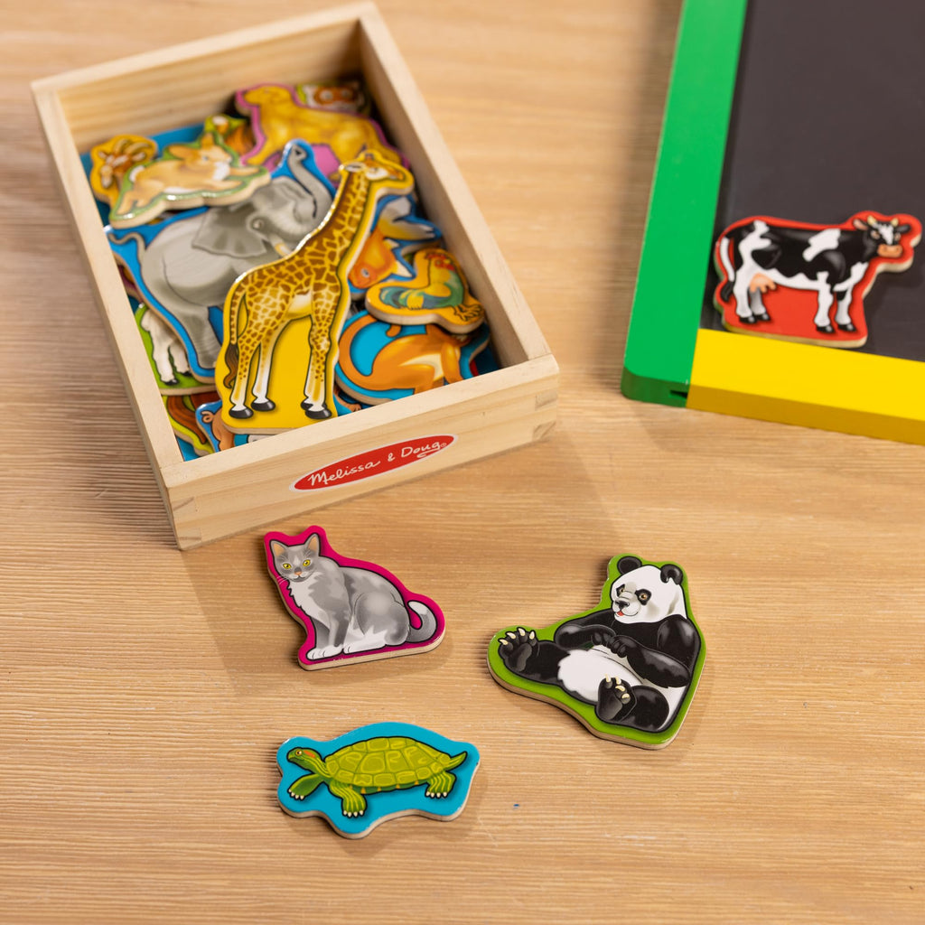 Melissa & Doug Wooden Animal Magnets Set (20 Pieces) – Farm, Zoo & Pet Fridge Magnets in Storage Box – Montessori Preschool Learning Toys for Toddlers & Kids Ages 2+ - FSC-Certified