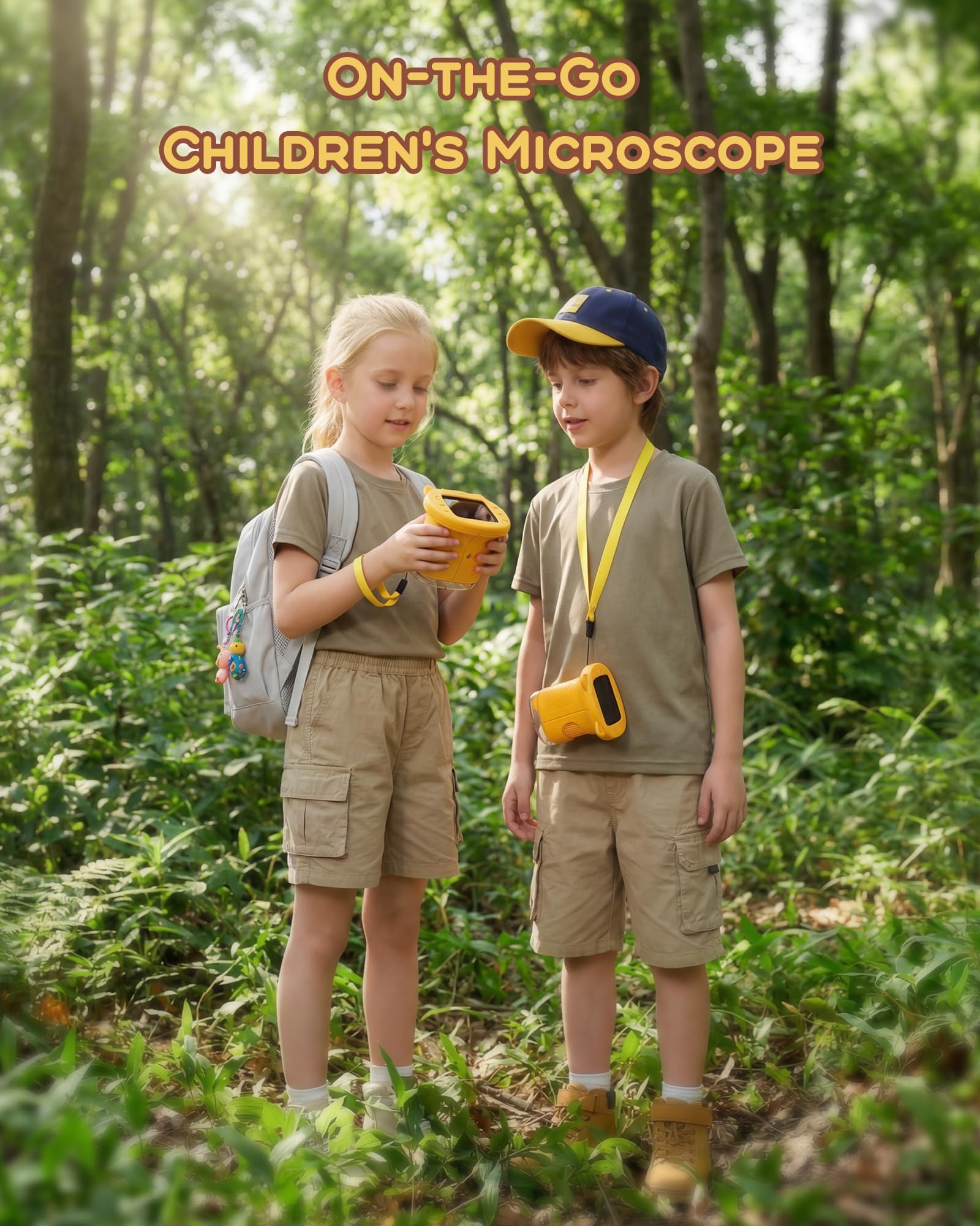 1000X Digital Microscope for Kids Handheld, 4K 2.4" IPS Screen Portable Mini Pocket Microscope 2MP Camera, STEM Educational Toy Birthday for Boys Girls Ages 3-6 6-12,Yellow