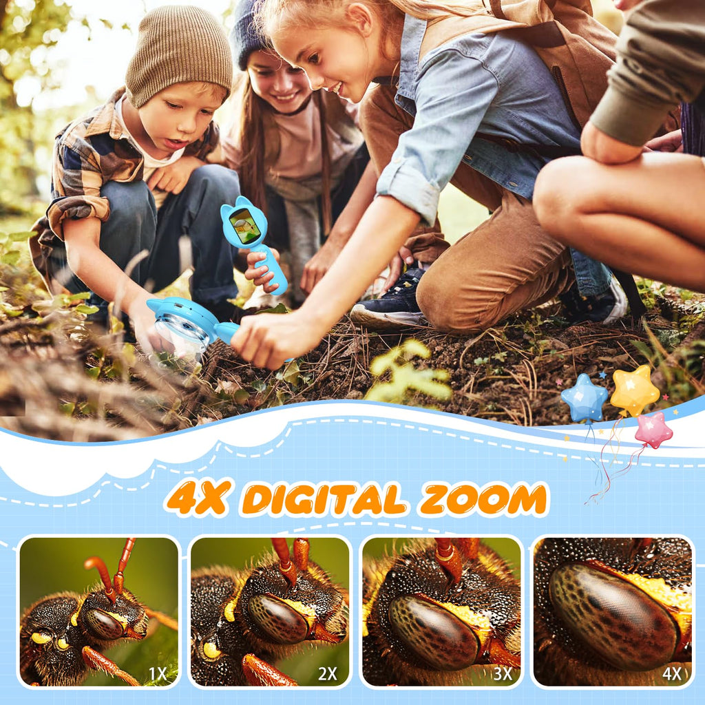 Leipan Magnifying Glass for Kids, 100X 2 LCD Scrren Handheld Microscope