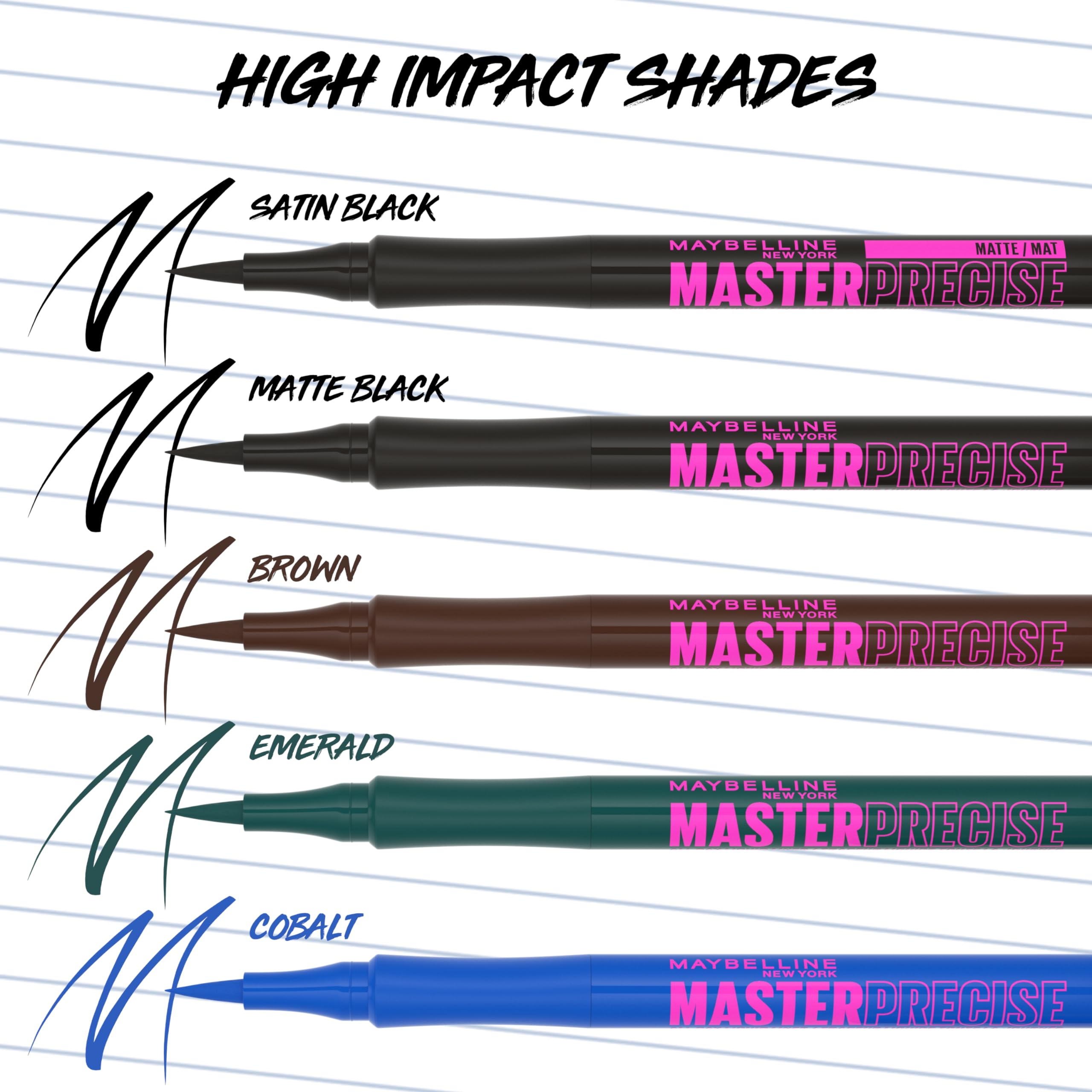 Maybelline Eyestudio Master Precise All Day Waterproof Liquid Eyeliner Makeup, Matte Black, 1 Count (Packaging May Vary)