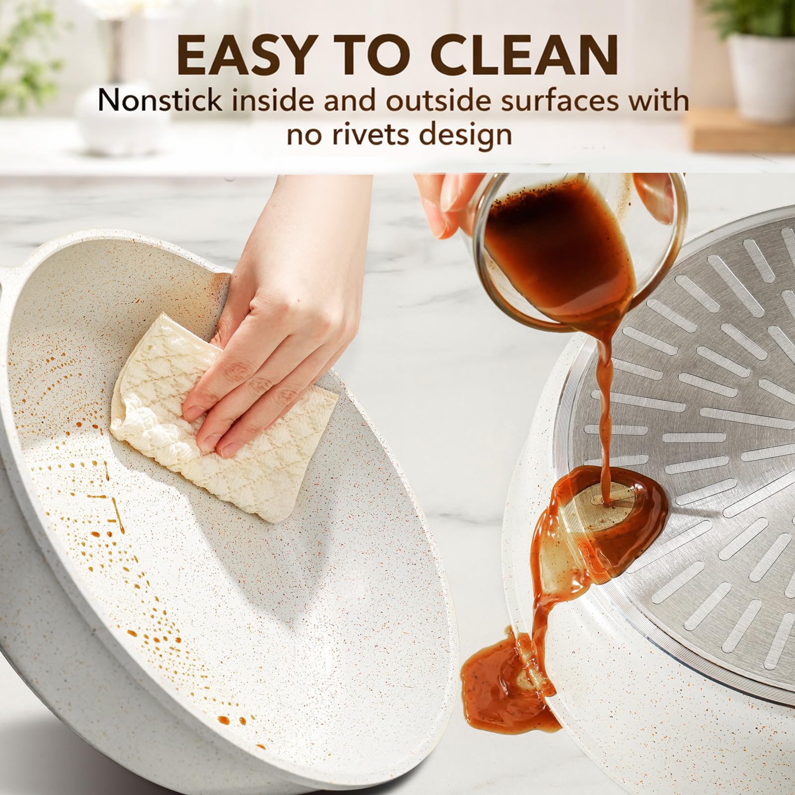 SENSARTE Nonstick Ceramic Cookware Set, 13-pcs Non-toxic Pots and Pans Set