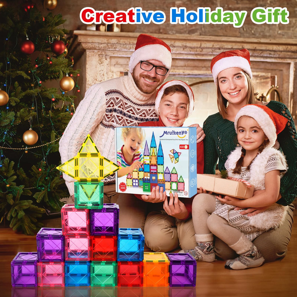 Mruikeny 100PCS Magnetic Tiles Kids Toys - Magnetic Building Blocks