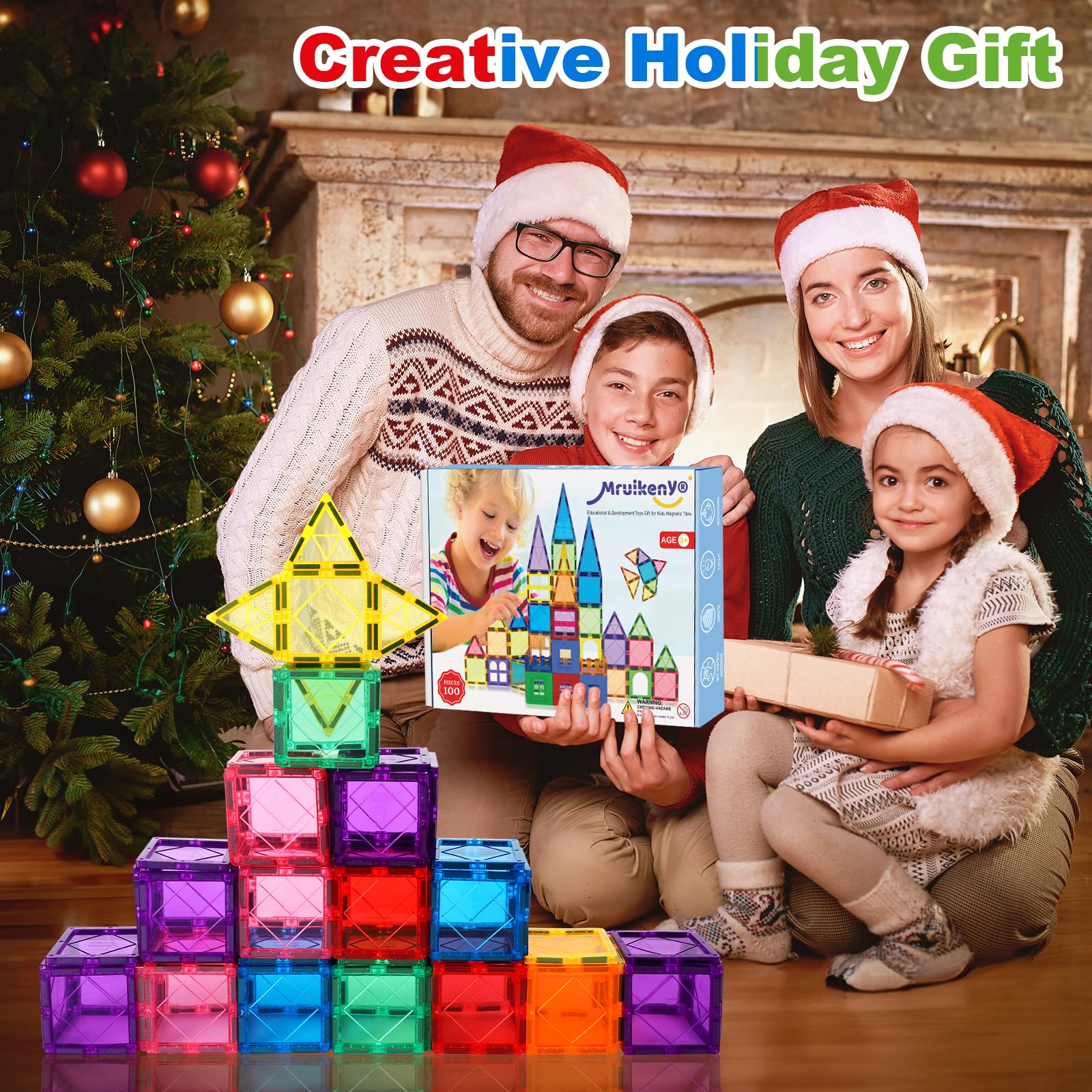 Mruikeny 100PCS Magnetic Tiles Kids Toys - Magnetic Building Blocks