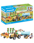 PLAYMOBIL Country 71442 Tractor with Trailer and Tank, Fresh Harvest on the Farm, Learning about the Environment, Imaginative and Fun Role Playing, Toys for Kids Ages 4 and Up