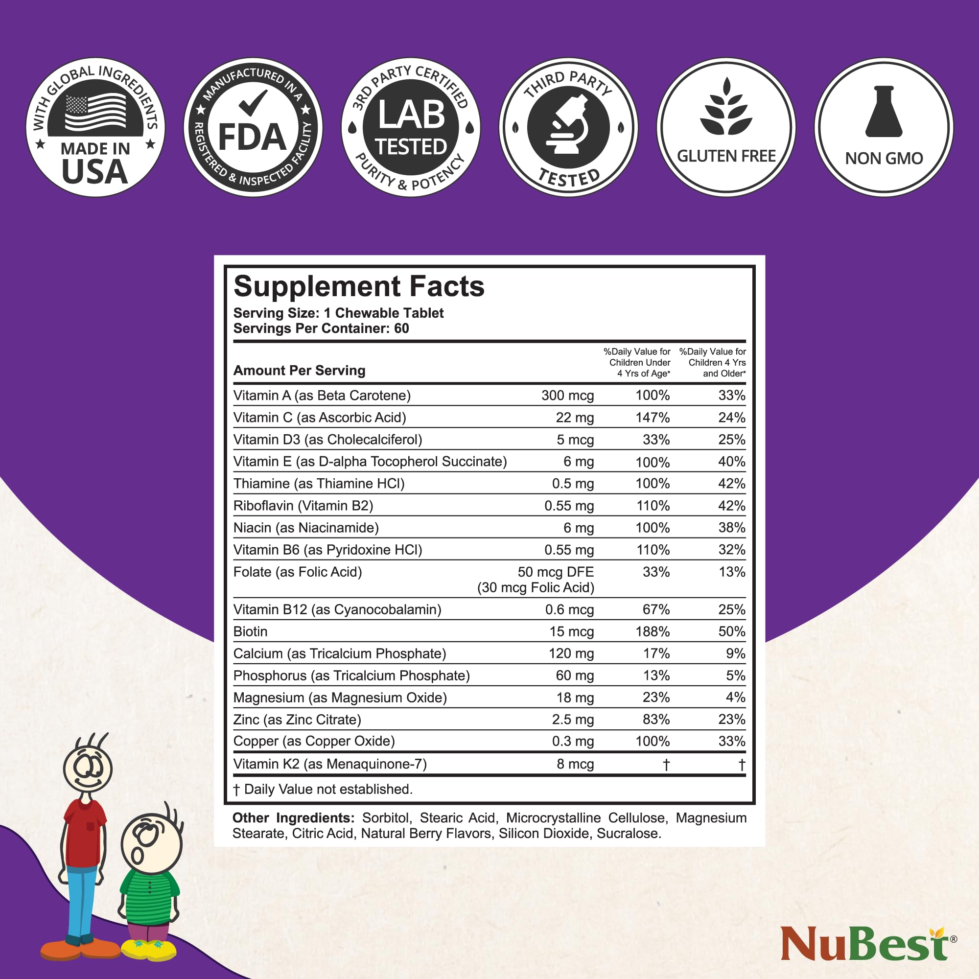 NuBest Bundle Tall 10+ 60 Capsules Tall Kids 60 Chewable Tablets | Height Growth Support for Kids & Teens | Calcium, Vitamins D3 K2, Collagen & Herbs
