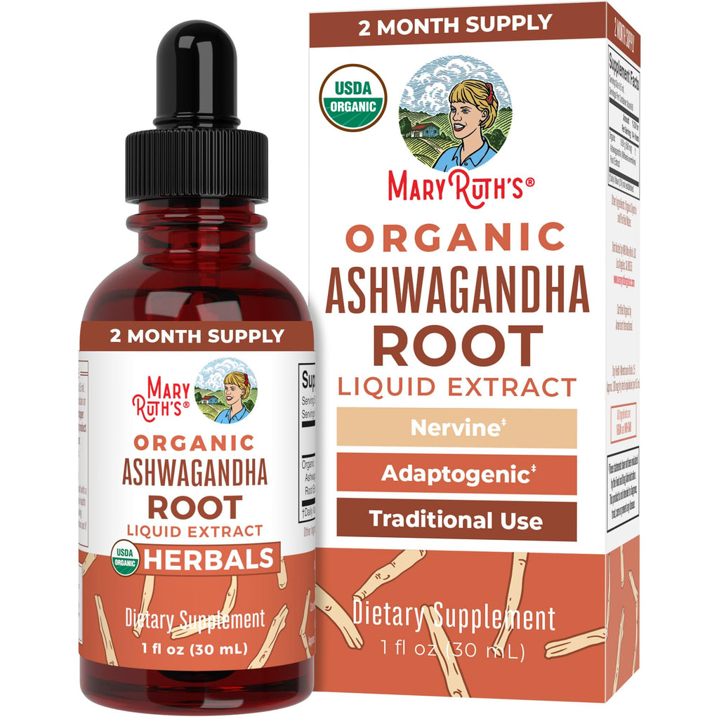 MARYRUTH'S Ashwagandha Root Liquid Drops, Mood & Stress Support Supplement