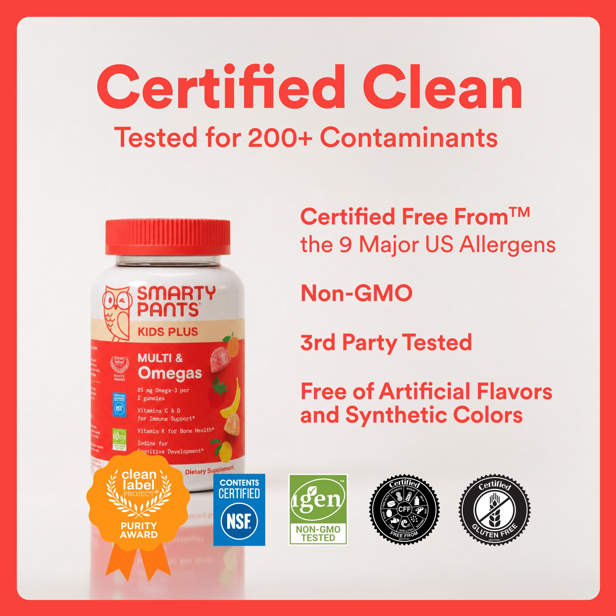 SmartyPants Kids Multivitamin Gummies with Omega 3 DHA/EPA, Vitamins D3, C, B12, B6, A, K, and Zinc, Gluten Free, Clean Label, Cherry Berry Flavor, 60 Gummies (30 Day Supply)