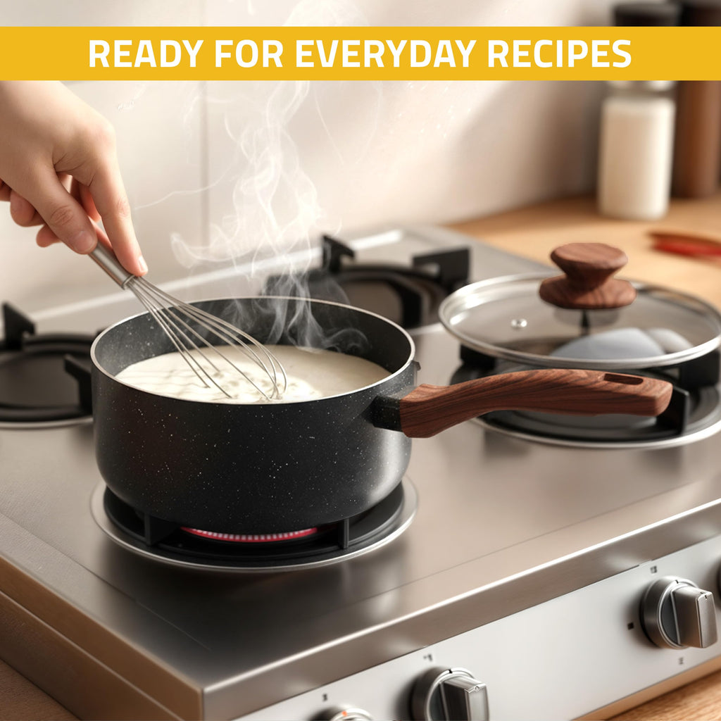 KICHLY Granite Pots and Pans Cookware Set 8 Piece PFOA-Free